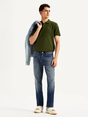 Men's 511 Dark Blue Slim Fit Mid Rise Jeans Work Meeting Trendy Modern Minimalist Laser Cut Edges