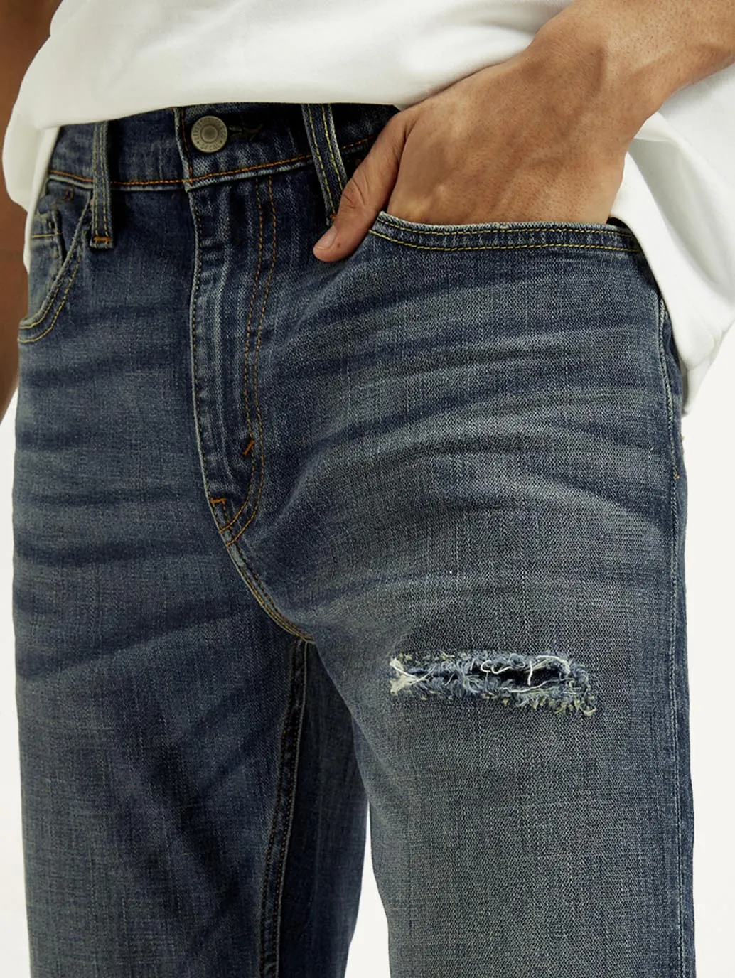 Men's Tinted 527 Dark Indigo Bootcut Fit Mid Rise Jeans Durable Eco Friendly Relaxed Feel