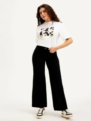 Women's Redloop 318 Black Flared Fit Mid Rise Jeans Daily Fit Weekend Wear