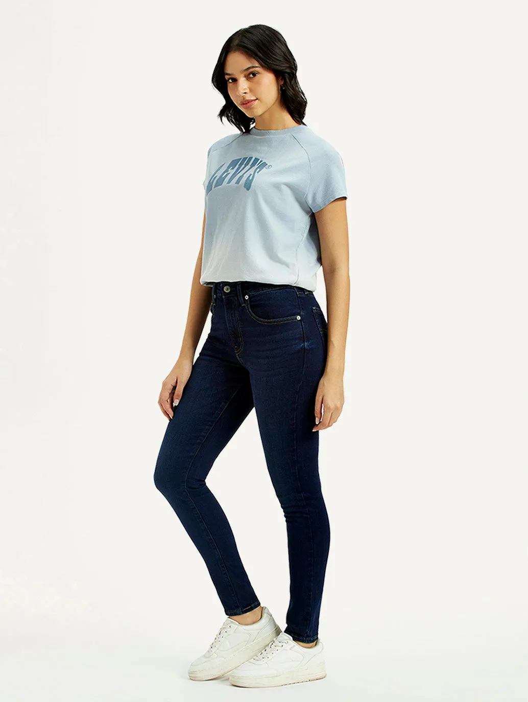 Women's 721 Dark Blue Skinny Fit High Rise Jeans Everyday Neutral Student Outfit Work Ready