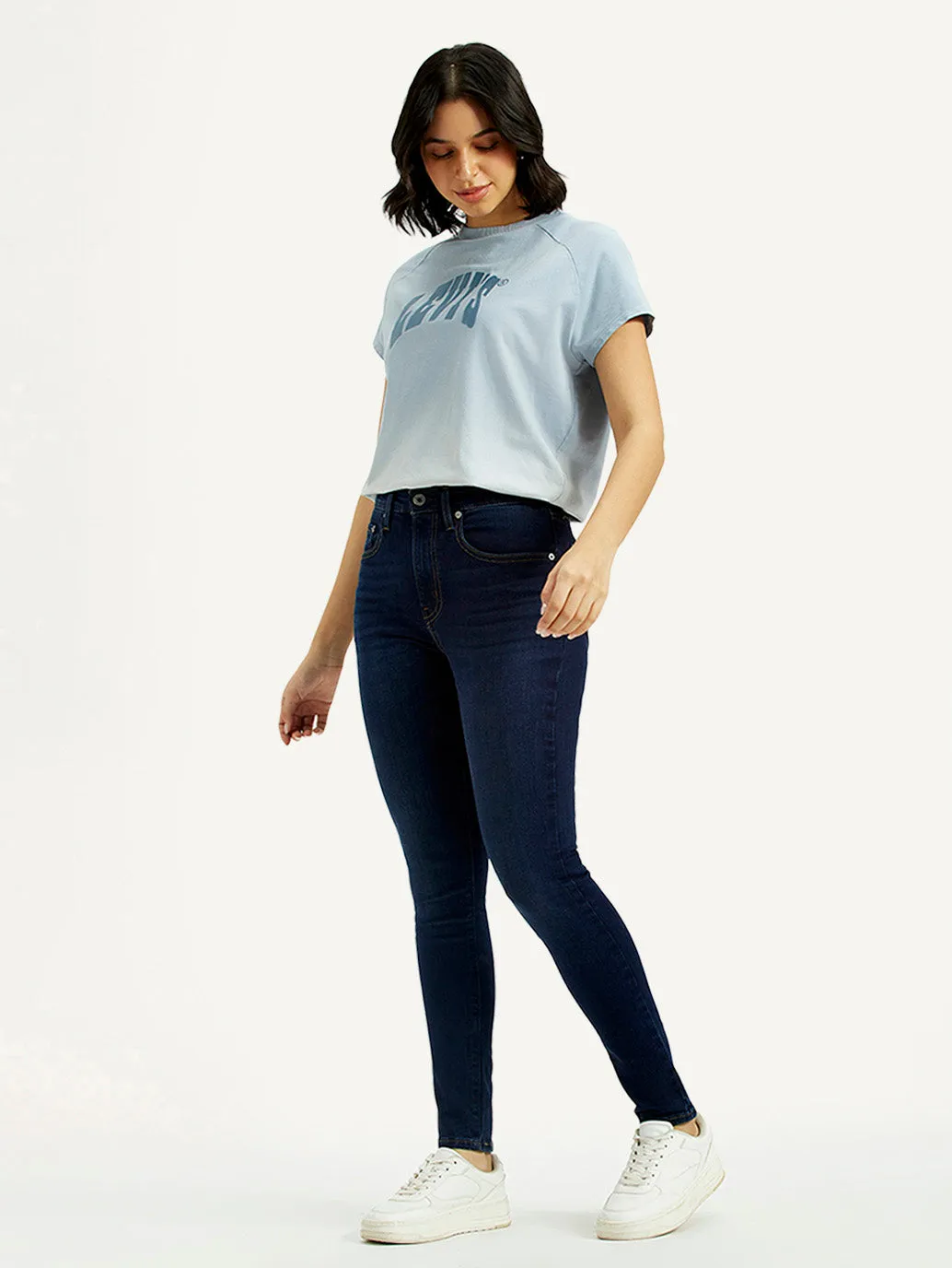 Women's 721 Dark Blue Skinny Fit High Rise Jeans Beach Day Sustainable Relaxed Style Lightweight Durable