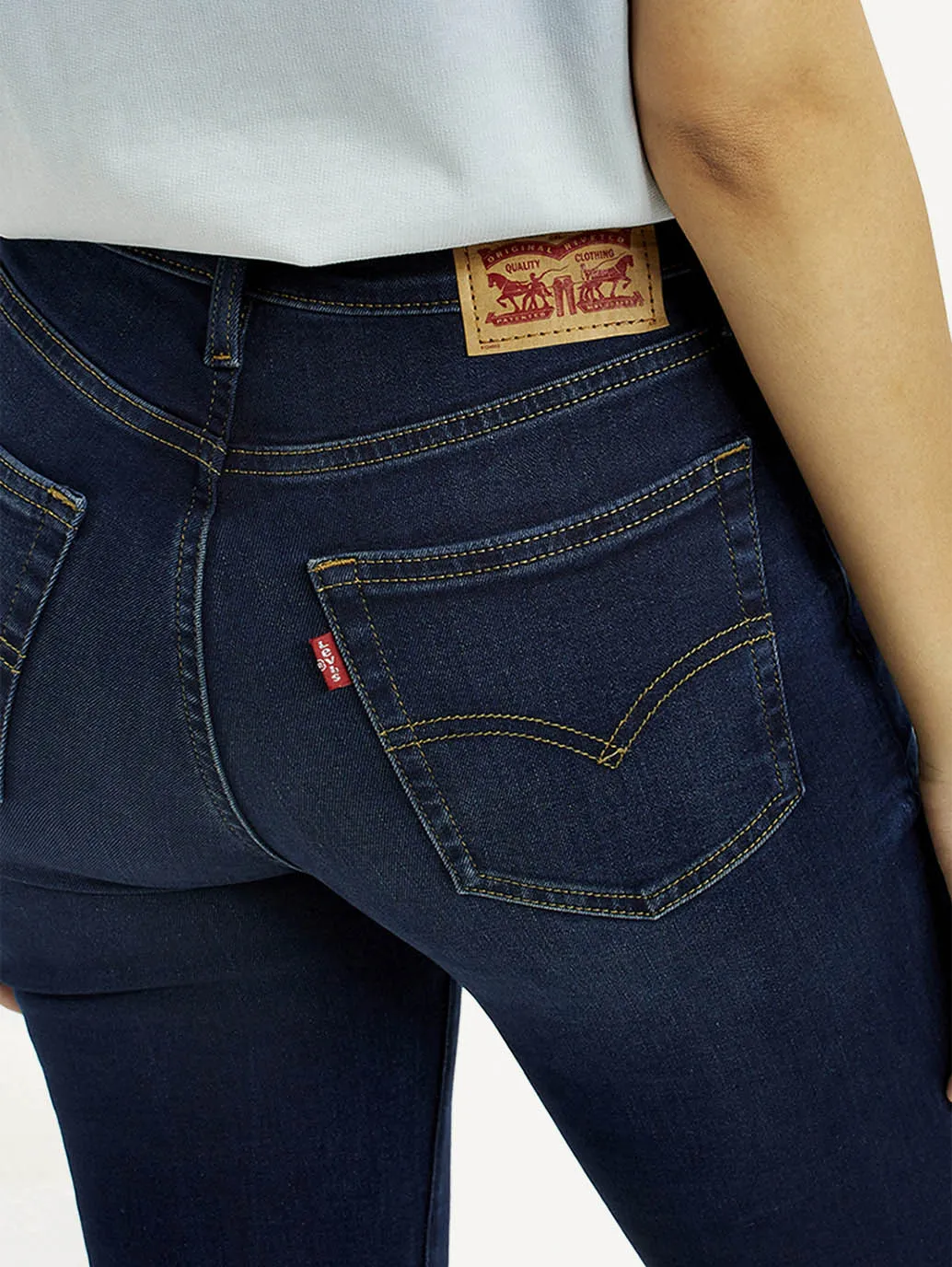 Women's 721 Dark Blue Skinny Fit High Rise Jeans Belt Loop Reinforcement