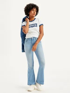 Women's 726 Blue Flared Fit Mid Rise Jeans Neat Look