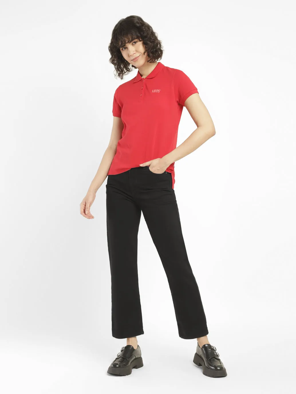Modern Textured Active Wear Women's Black Ribcage Straight Ankle Fit High Rise Jeans