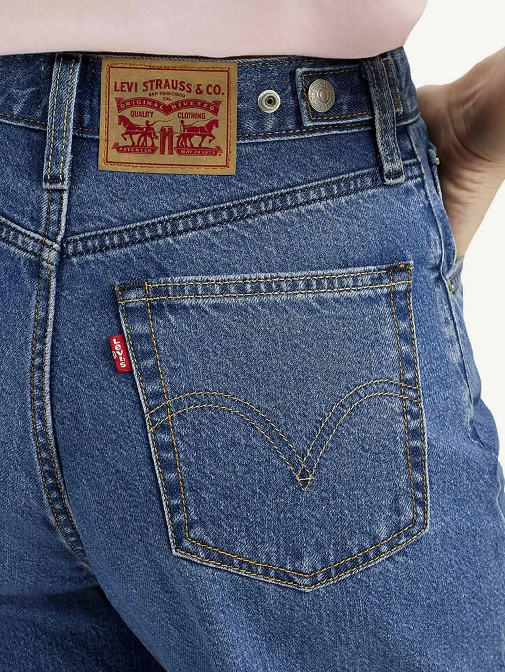 Neutral Daily Wear Adult Fashion Women's Cinch 94 Med Indigo Baggy Fit Mid Rise Jeans