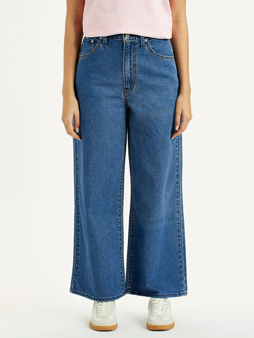Easy Fashion Body Fit Ready Women's Cinch 94 Med Indigo Baggy Fit Mid Rise Jeans