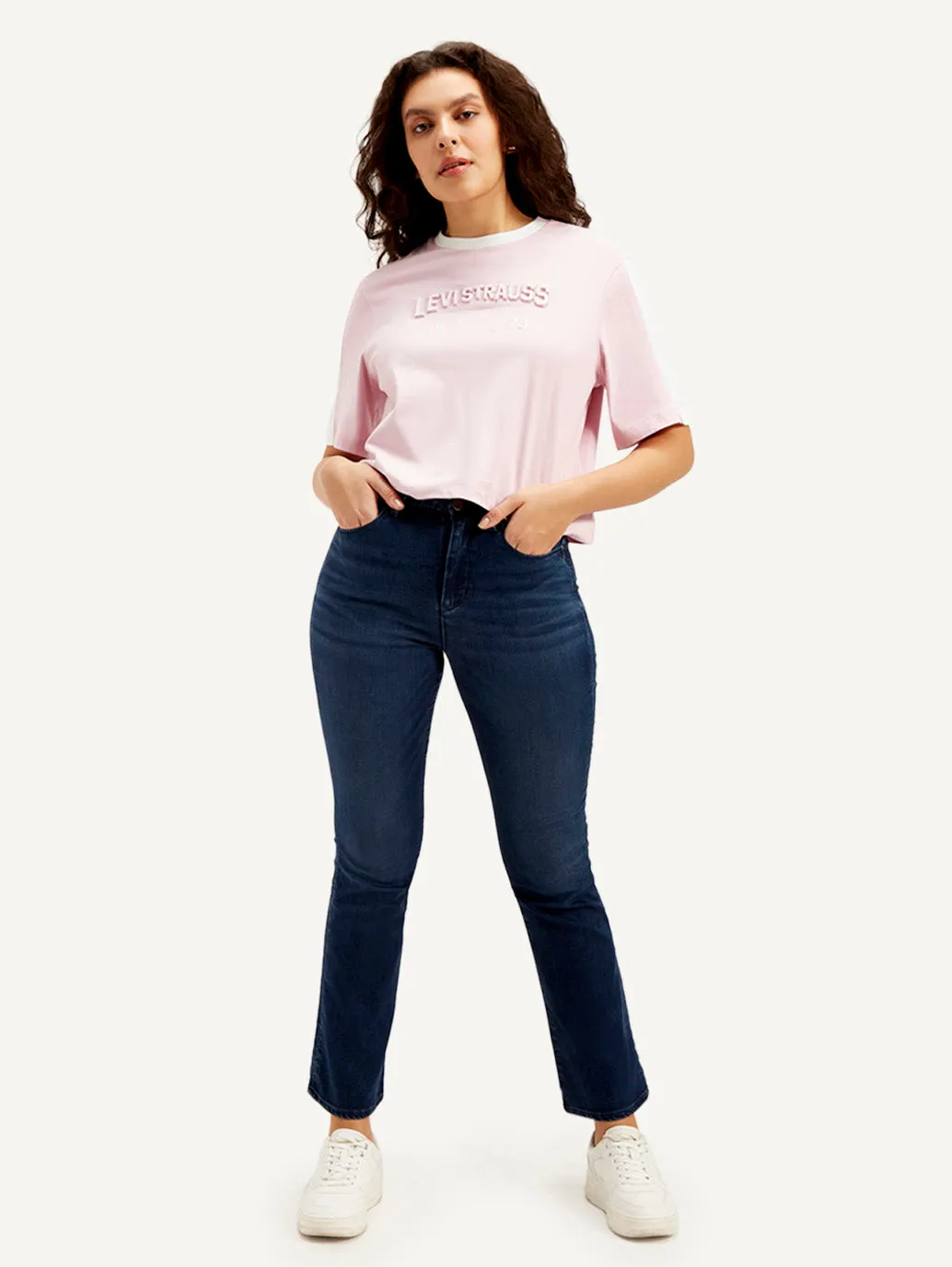 Relaxed Style Women's Redloop 725 Blue Flared Fit Mid Rise Jeans
