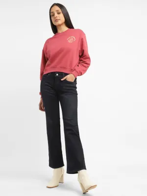 Women's Navy Blue Bootcut Fit Mid Rise Jeans Fray Resistant Hem Low Maintenance Fabric