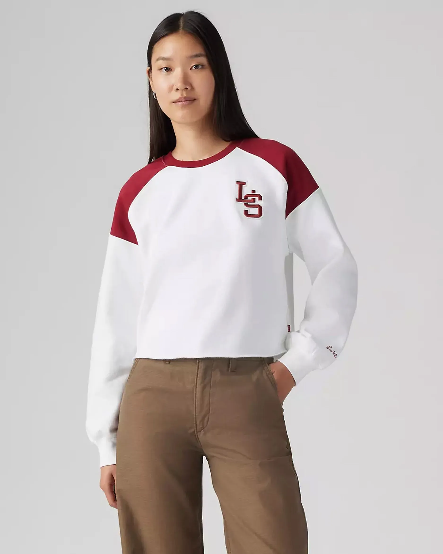 Levi's? Womens Graphic Campout Crew Sweat - Bright White / Sundried Tomato Straight Leg Design