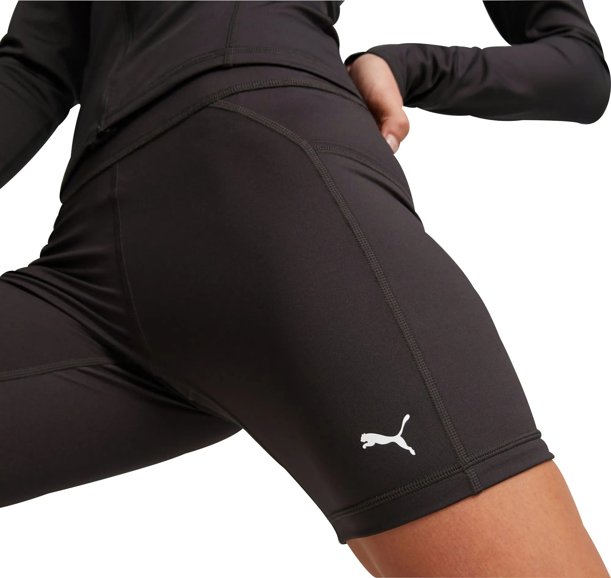 Patchwork Design Swimwear Puma Fit 5 Inch Womens Short Training Tights - Black