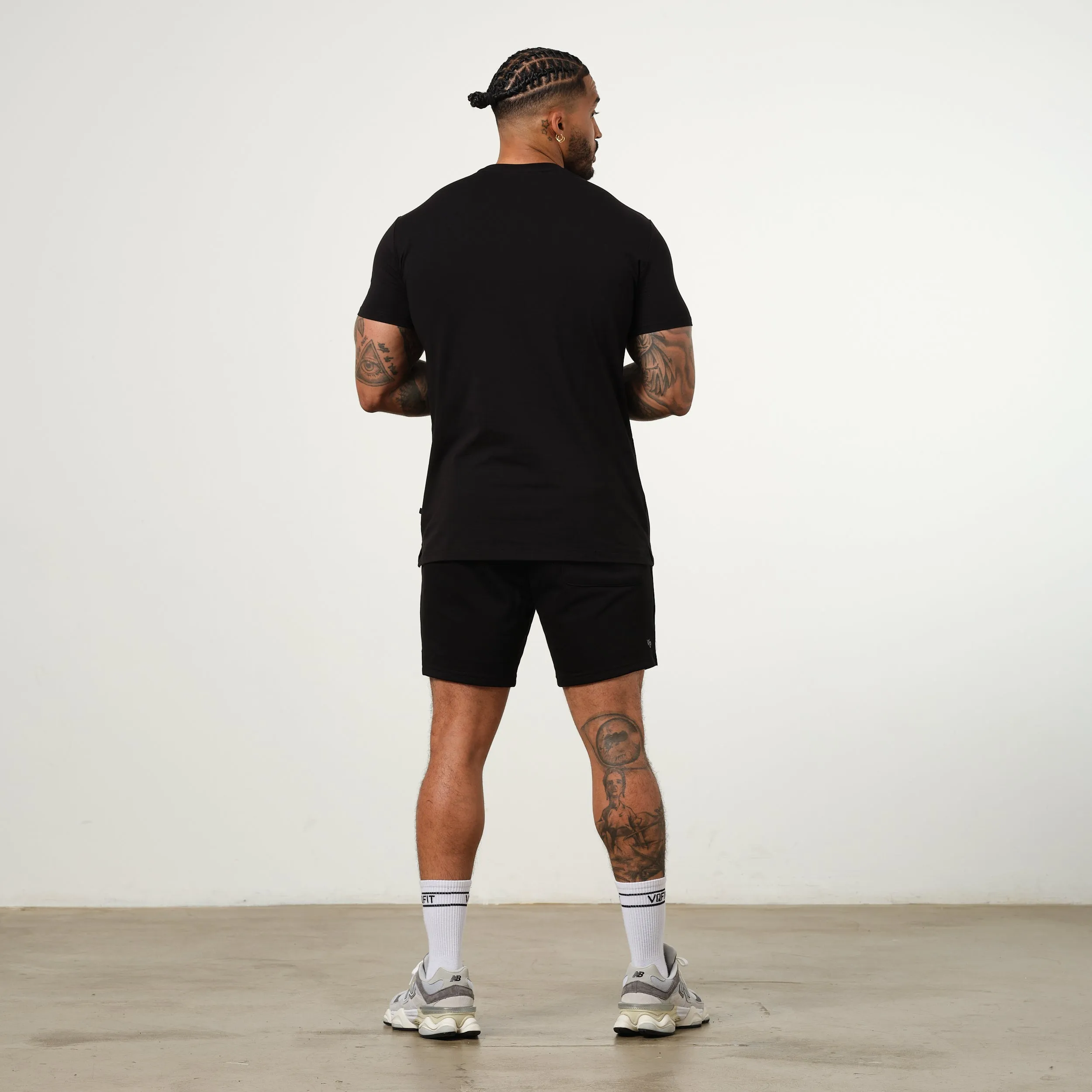 Vanquish Essential Black Regular Fit Shorts Classic Comfort suede look