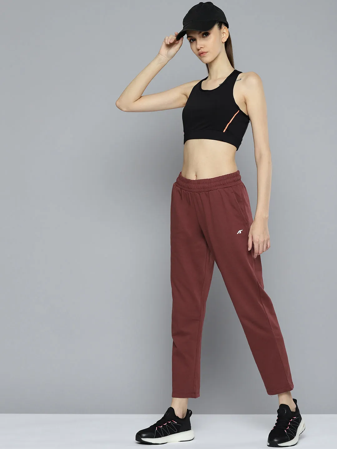 Alcis Women Maroon Solid Track Pant Anti Chafe Lining