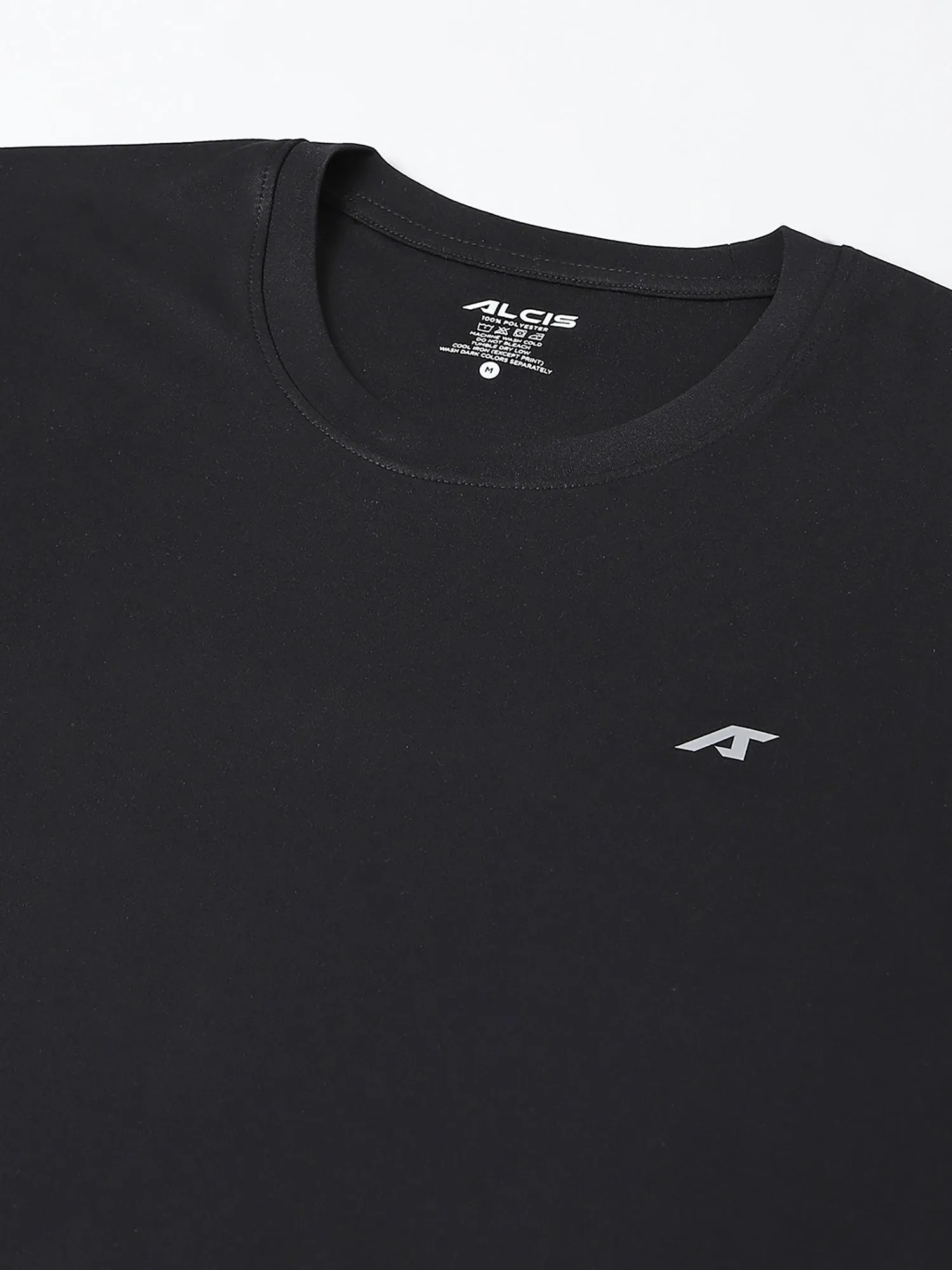 NonBindingEdges Alcis Men Black Anti-Static Soft-Touch Slim-Fit Sports for All Round Neck Wonder T-Shirt