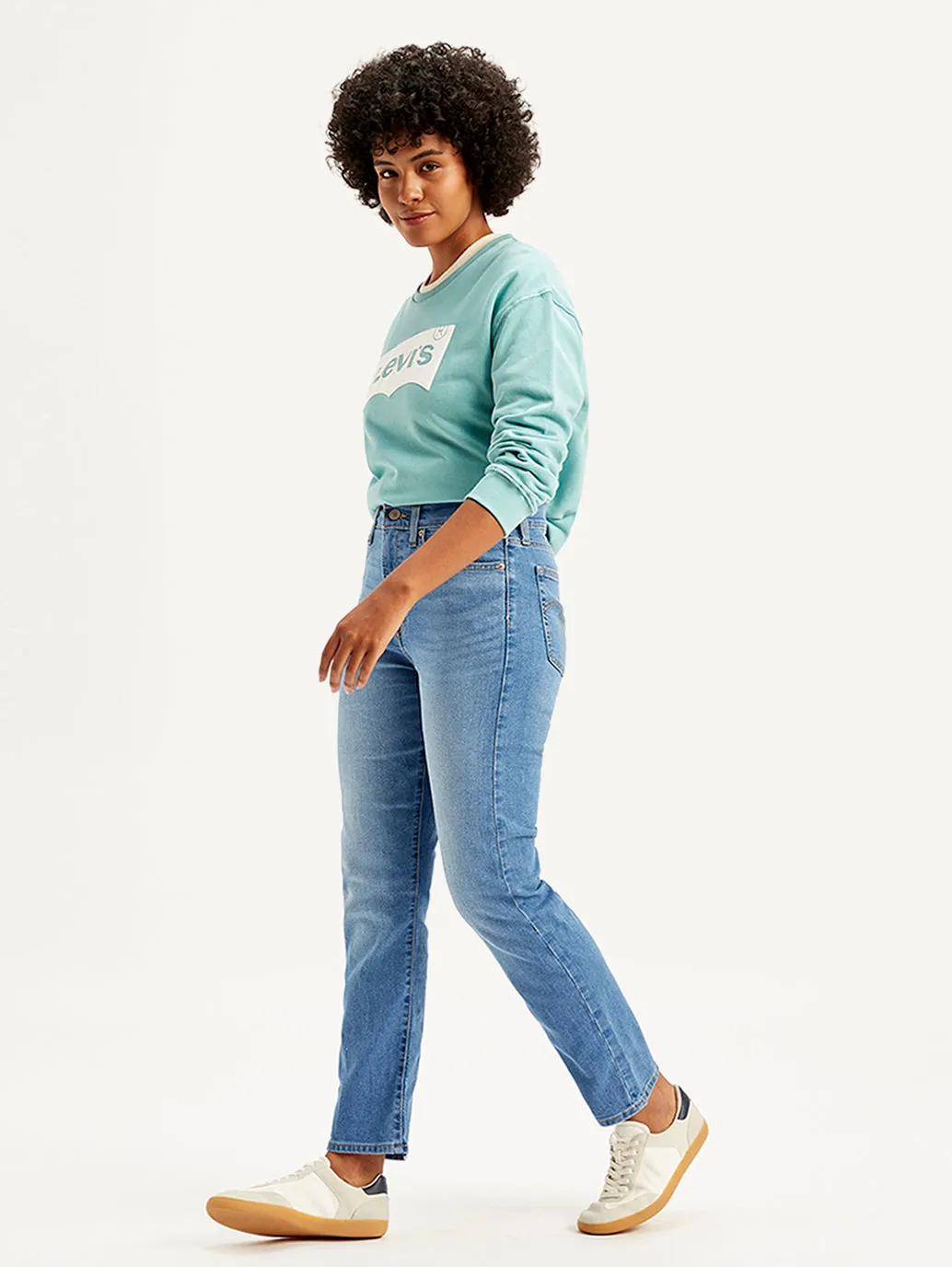 Women's Blue Wedgie Straight Fit High Rise Jeans Sharp Finish Relaxed Style