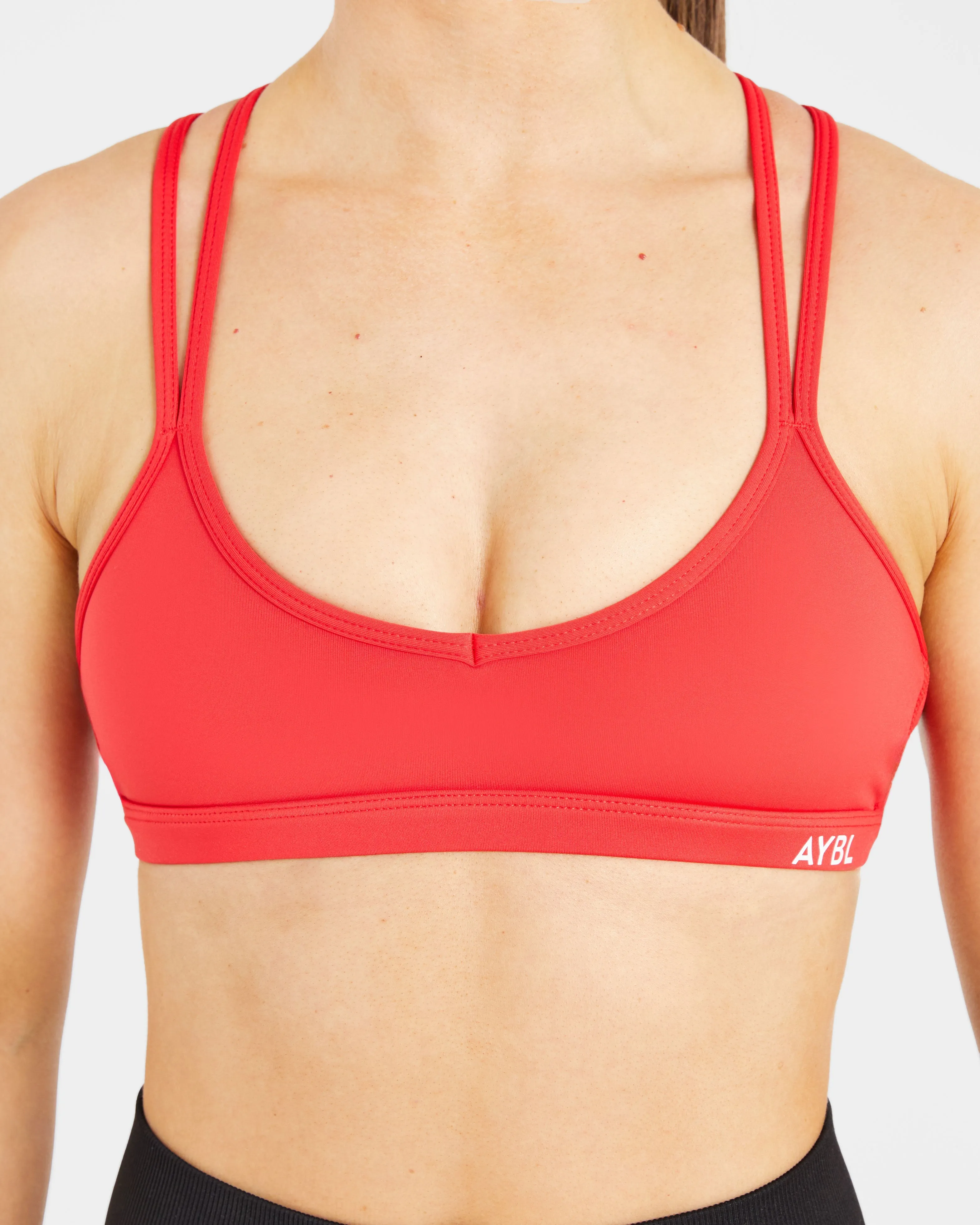 Moisture Wicking Fabric Essential Strappy Sports Bra - True Red