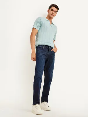 Traveler Gear Stretch Creative Look Reinforced Stitching Details Men's Redloop 511 Navy Blue Slim Fit Mid Rise Jeans