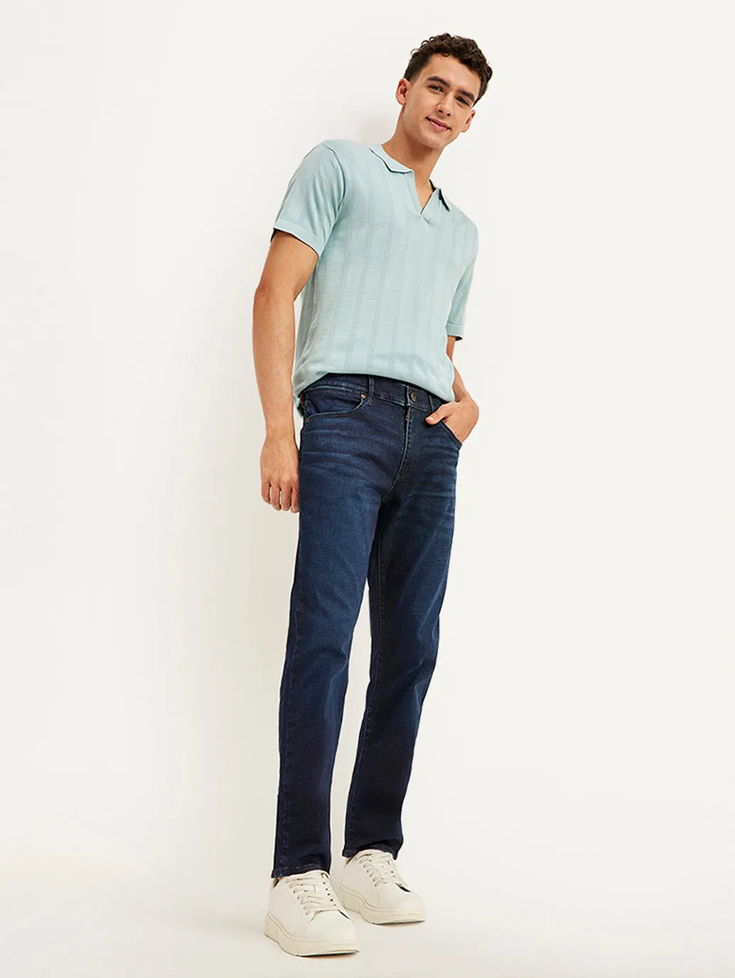 Low Impact Dye Men's Redloop 511 Navy Blue Slim Fit Mid Rise Jeans