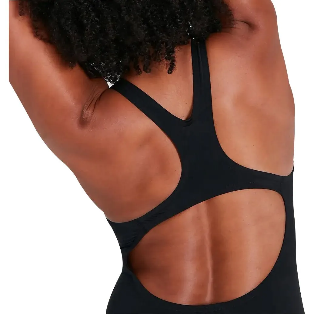 Speedo Digital Placement Medalist Womens Swimsuit - Black Back Coverage Design Tropical Vibes