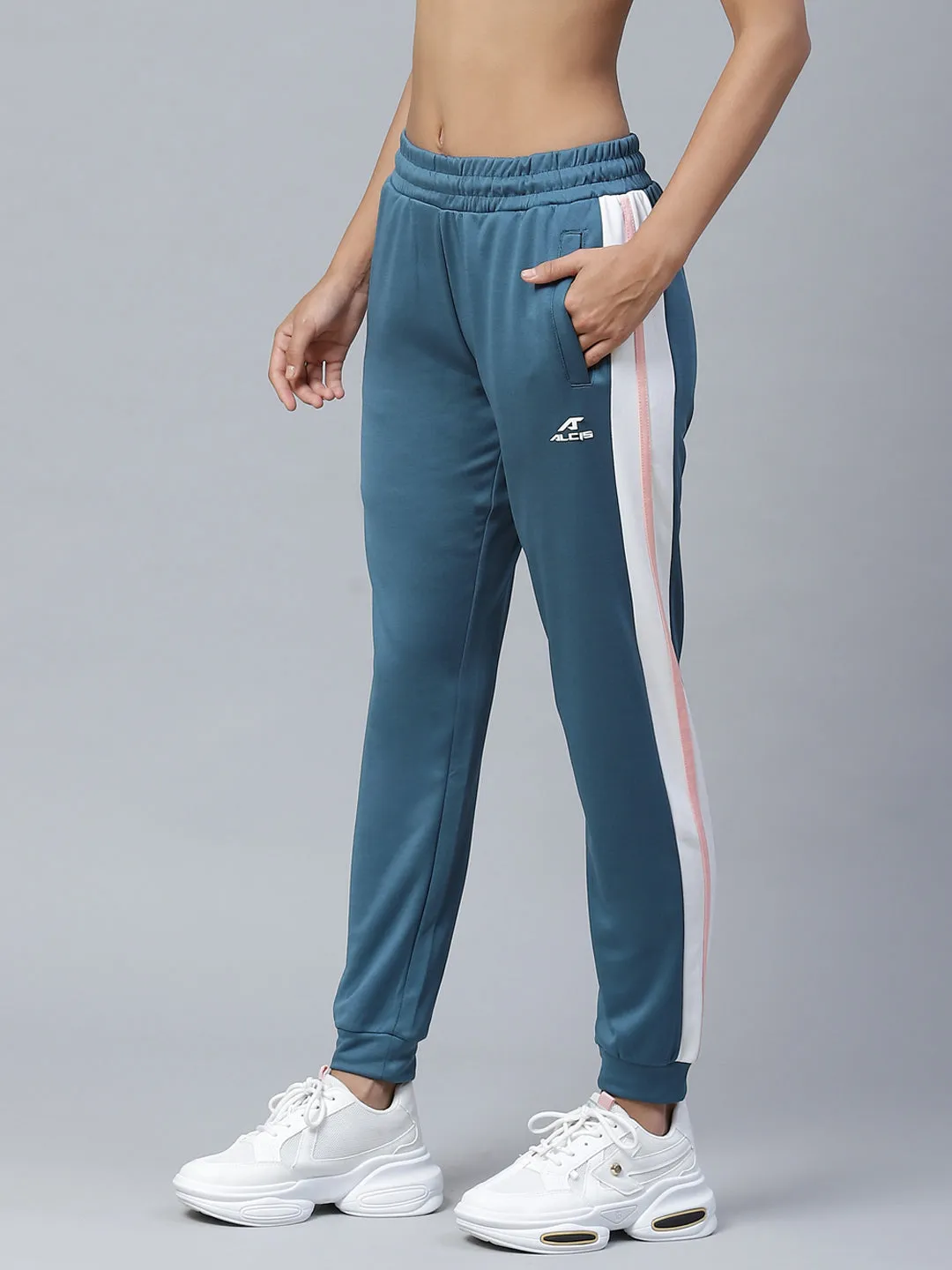 Alcis Women Teal Green Solid Slim Fit Joggers Functional Layer
