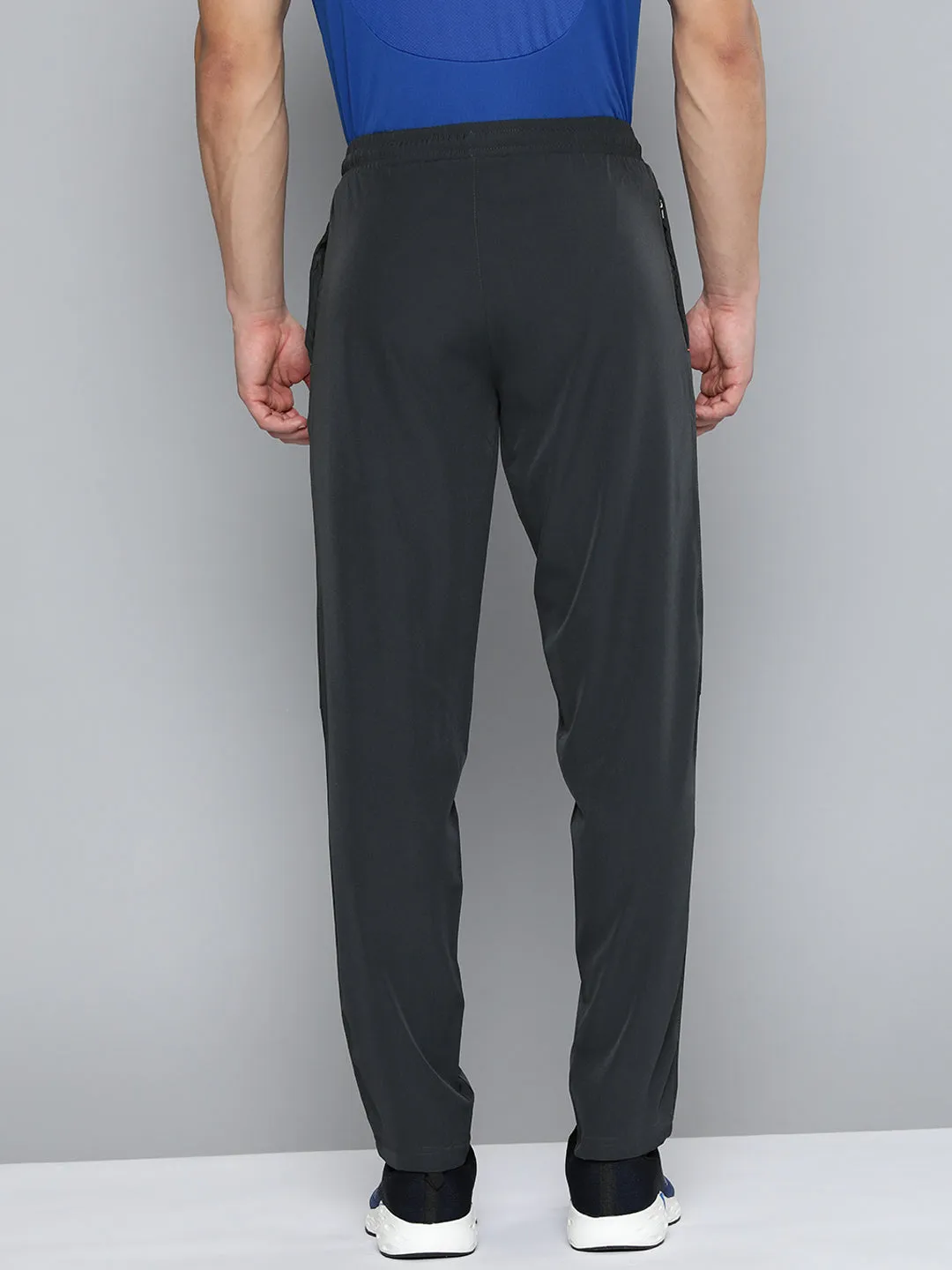 Quick Access Zippers Alcis Men Charcoal Grey Typography Track Pants