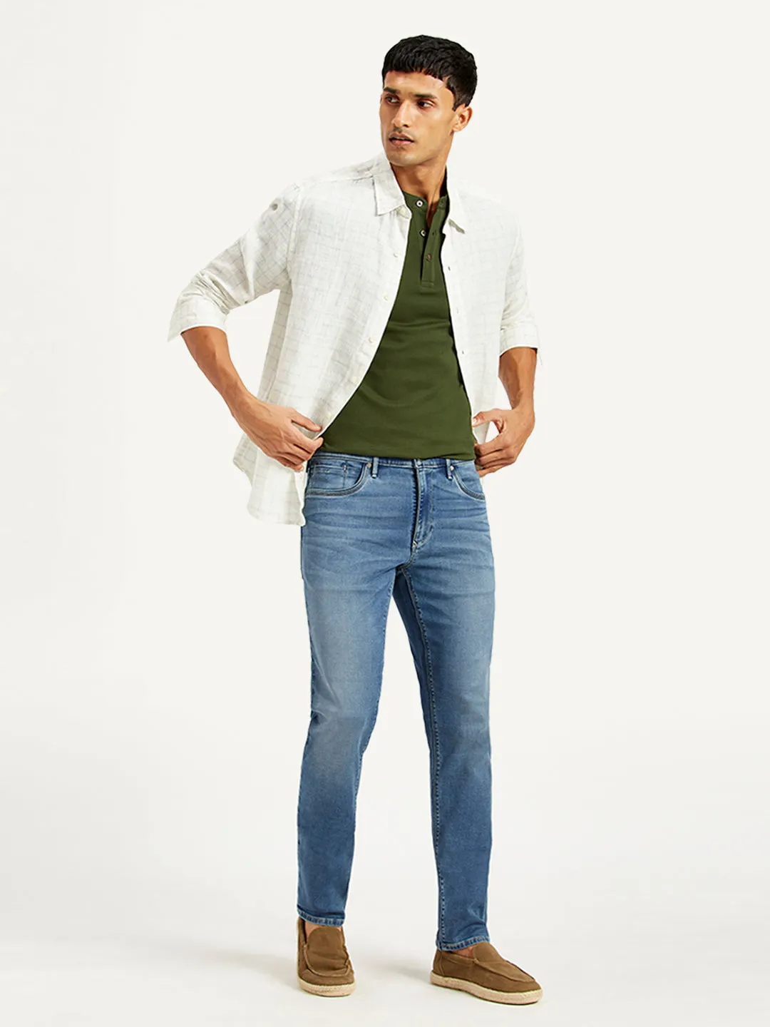 Streetwear Fan Family Style Men's Redloop 511 Blue Slim Fit Mid Rise Jeans