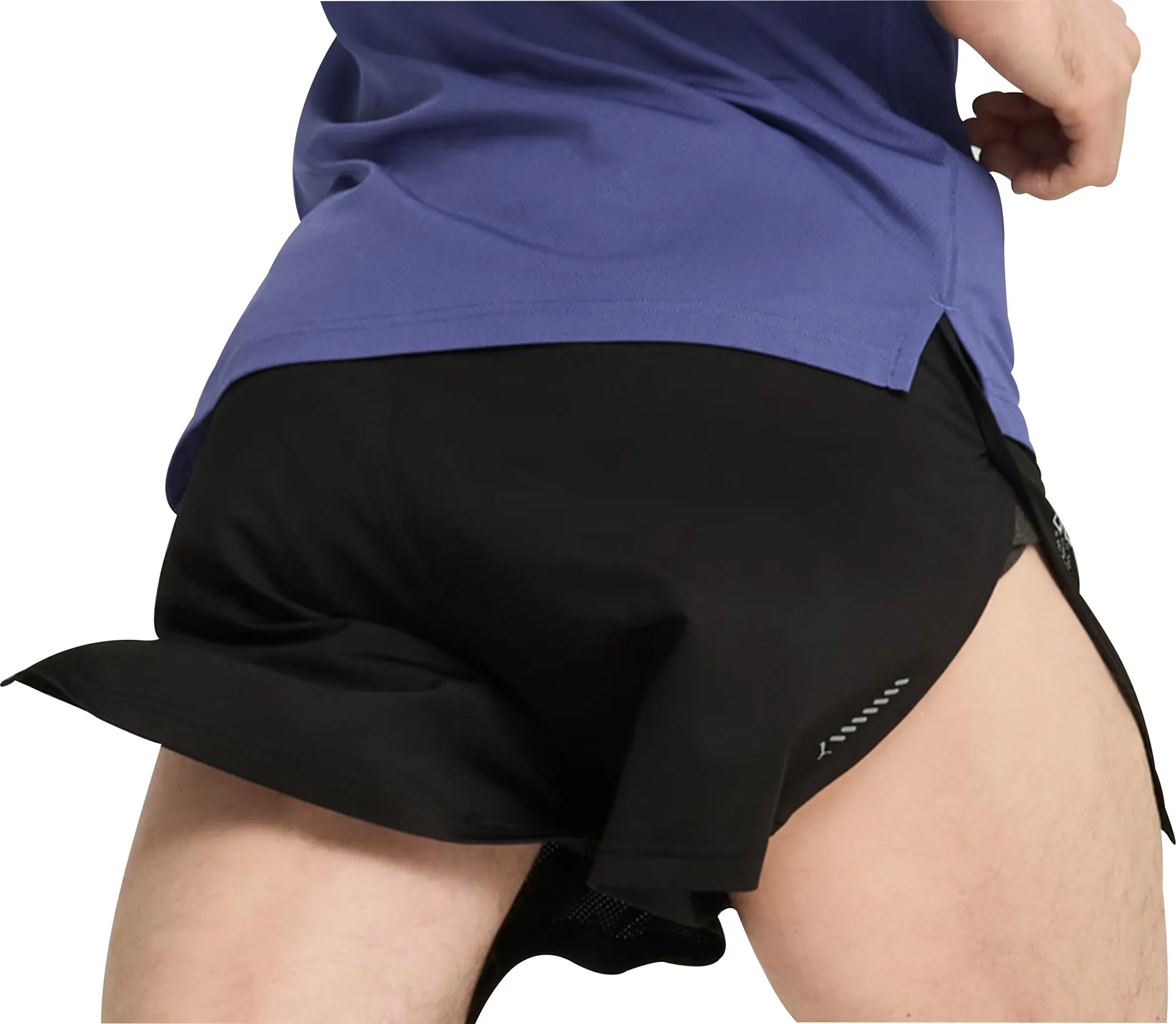 Puma Knit 3 Inch Mens Split Running Shorts - Black summer shorts