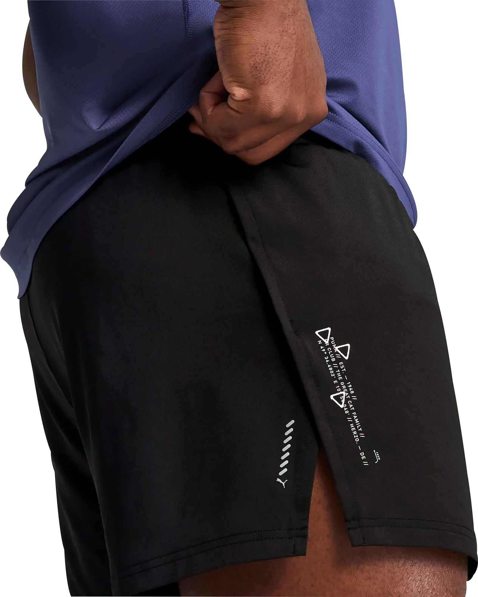 UPF Sun Protection handmade touch Puma Knit 3 Inch Mens Split Running Shorts - Black