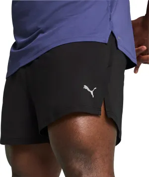 Puma Knit 3 Inch Mens Split Running Shorts - Black Flexible Side Panels Water Repellent Finish