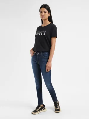 Women's 710 Navy Blue Skinny Fit Mid Rise Jeans Holiday Vibes Work Ready