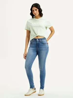 Women's 721 Med Indigo Skinny Fit High Rise Jeans Luxury Textured Timeless Look