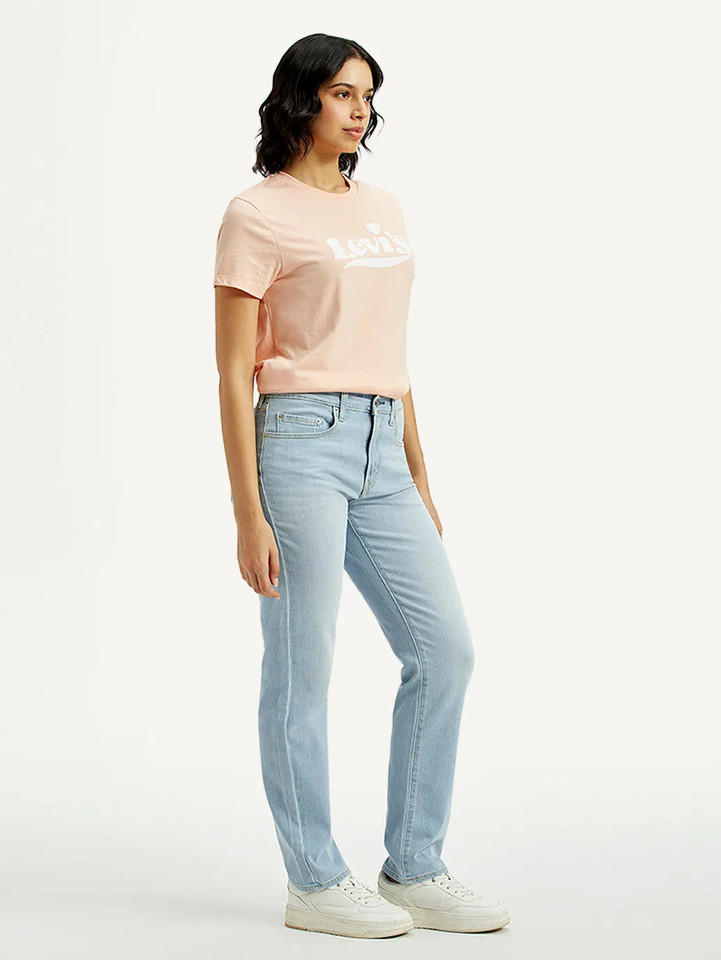Modern Earthy Women's 724 Light Indigo Straight Fit High Rise Jeans