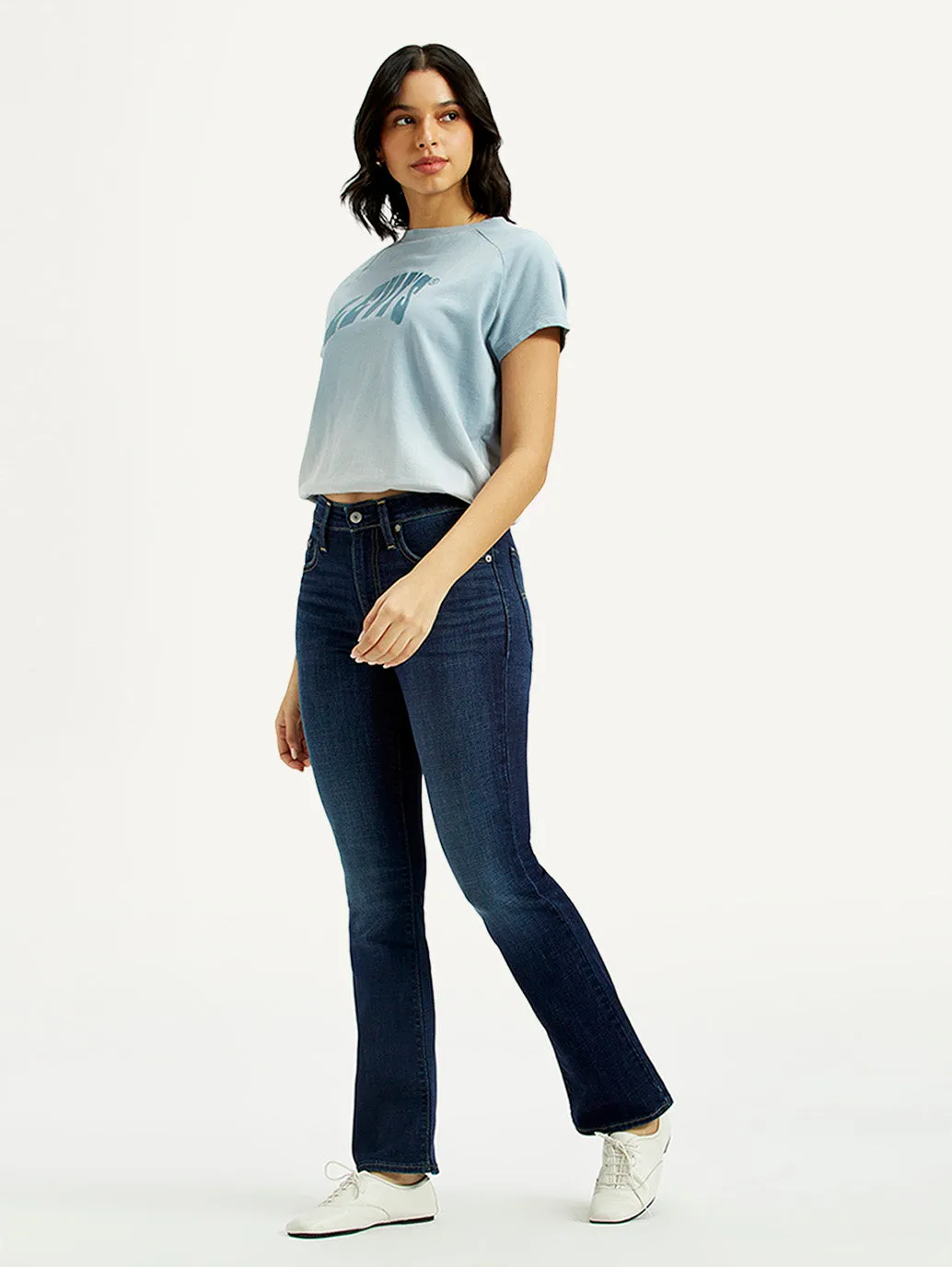 Women's 725 Dark Indigo Flared Fit High Rise Jeans Softened Lining