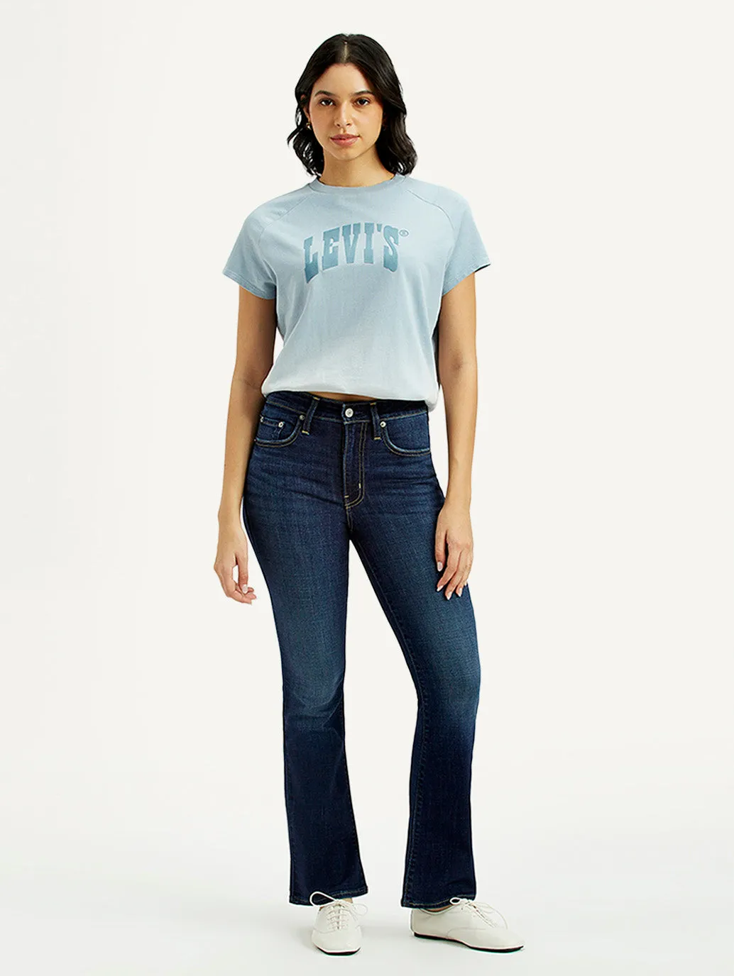 Fashion Lover Outdoor Enthusiast Women's 725 Dark Indigo Flared Fit High Rise Jeans