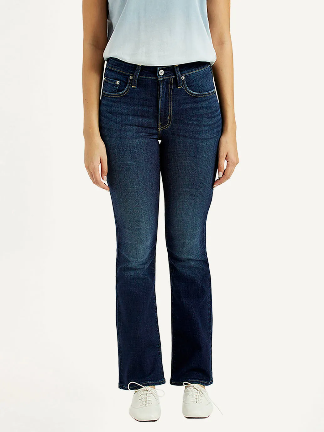 Women's 725 Dark Indigo Flared Fit High Rise Jeans Plain Favorite Balanced Wardrobe