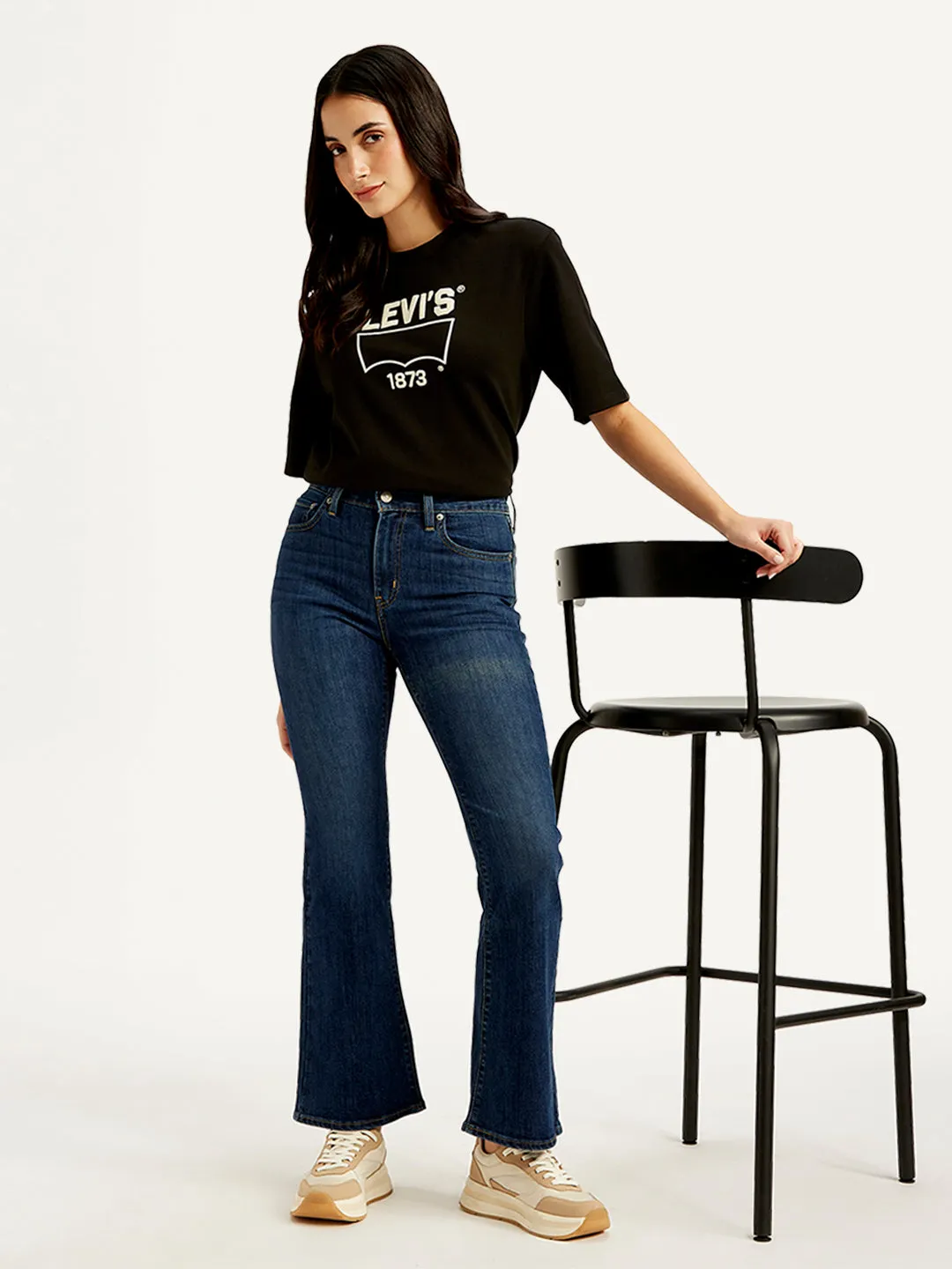 Women's 726 Indigo Flared Fit Mid Rise Jeans Modern Couple Look