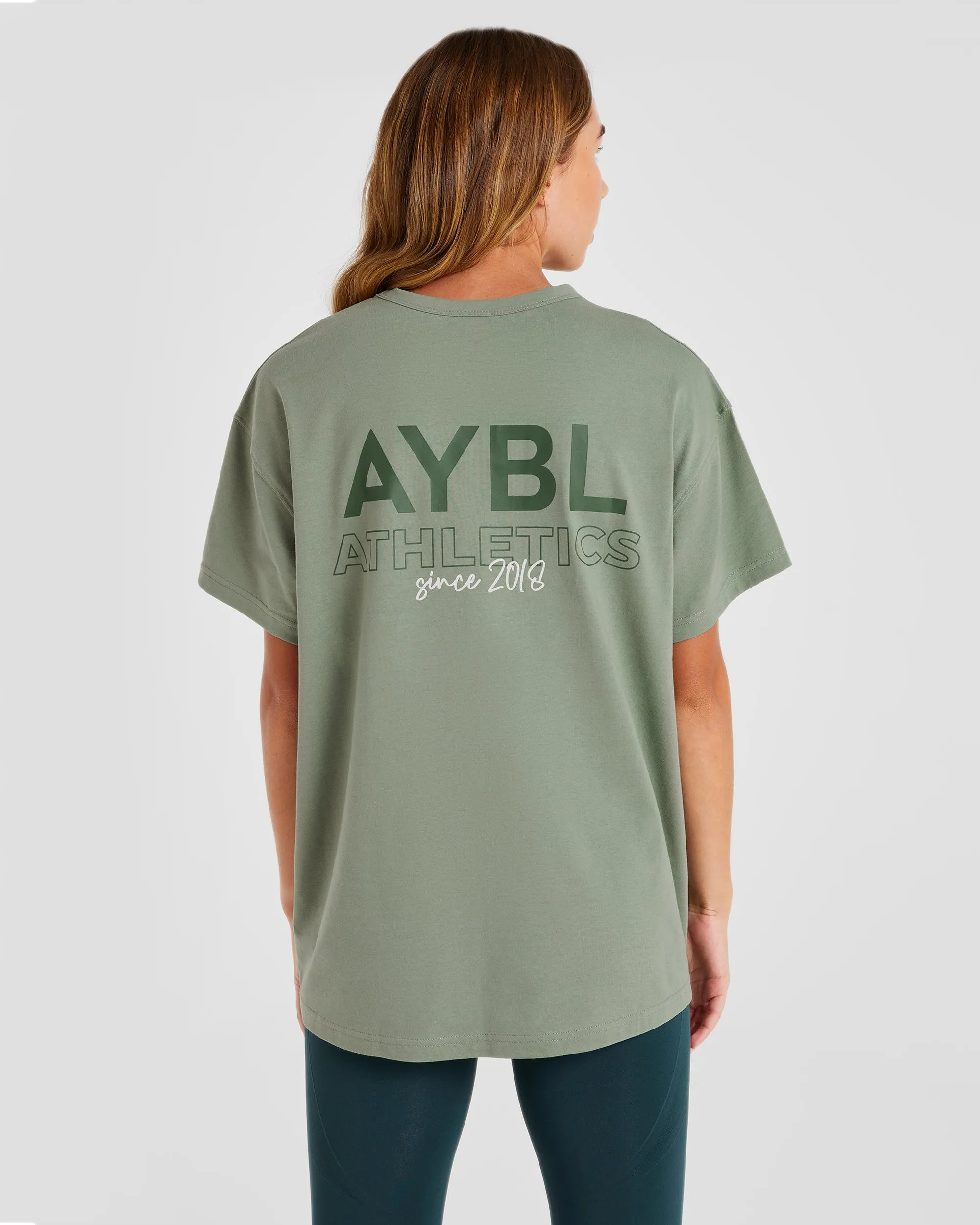 AYBL Athletics Oversized T Shirt - Green Tear Resistant Fabric Blend ResilientElasticBand Quick Dry Fabric
