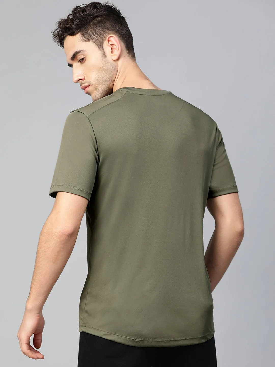 DurableThreadwork CompactFold Alcis Men Olive Green Anti-Viral Round Neck Training T-shirt