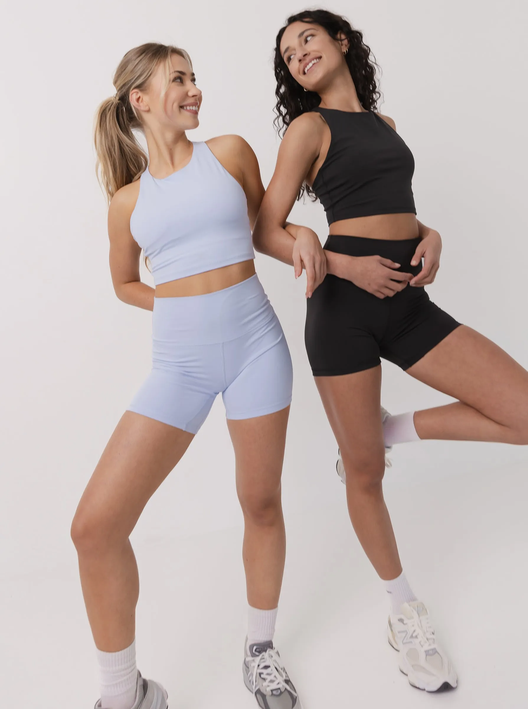 Mellow Longline Bra in Bluebell fall shorts