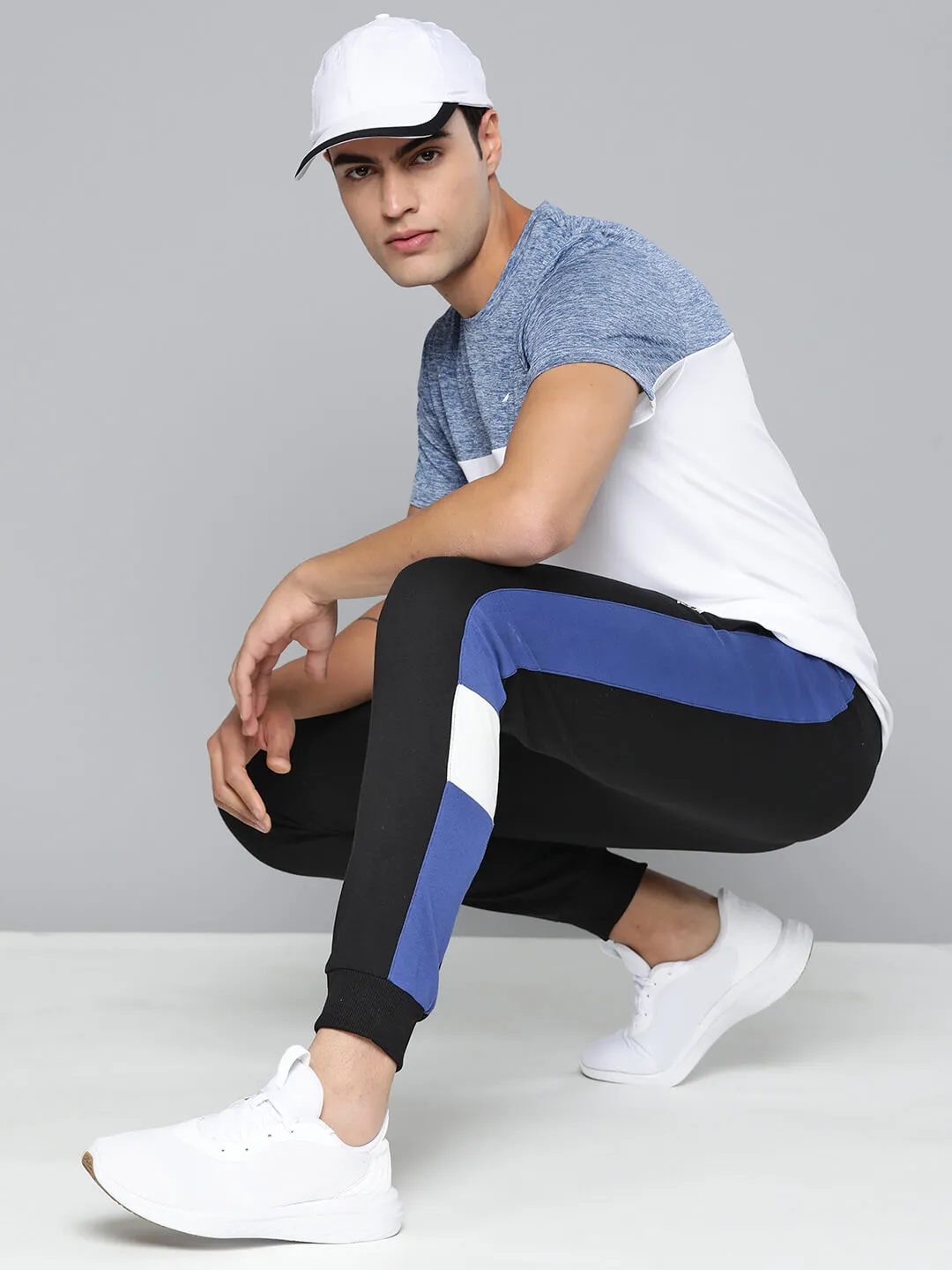Alcis Men Black Blue Colourblocked Slim Fit Sports Track Pants Classy Fit