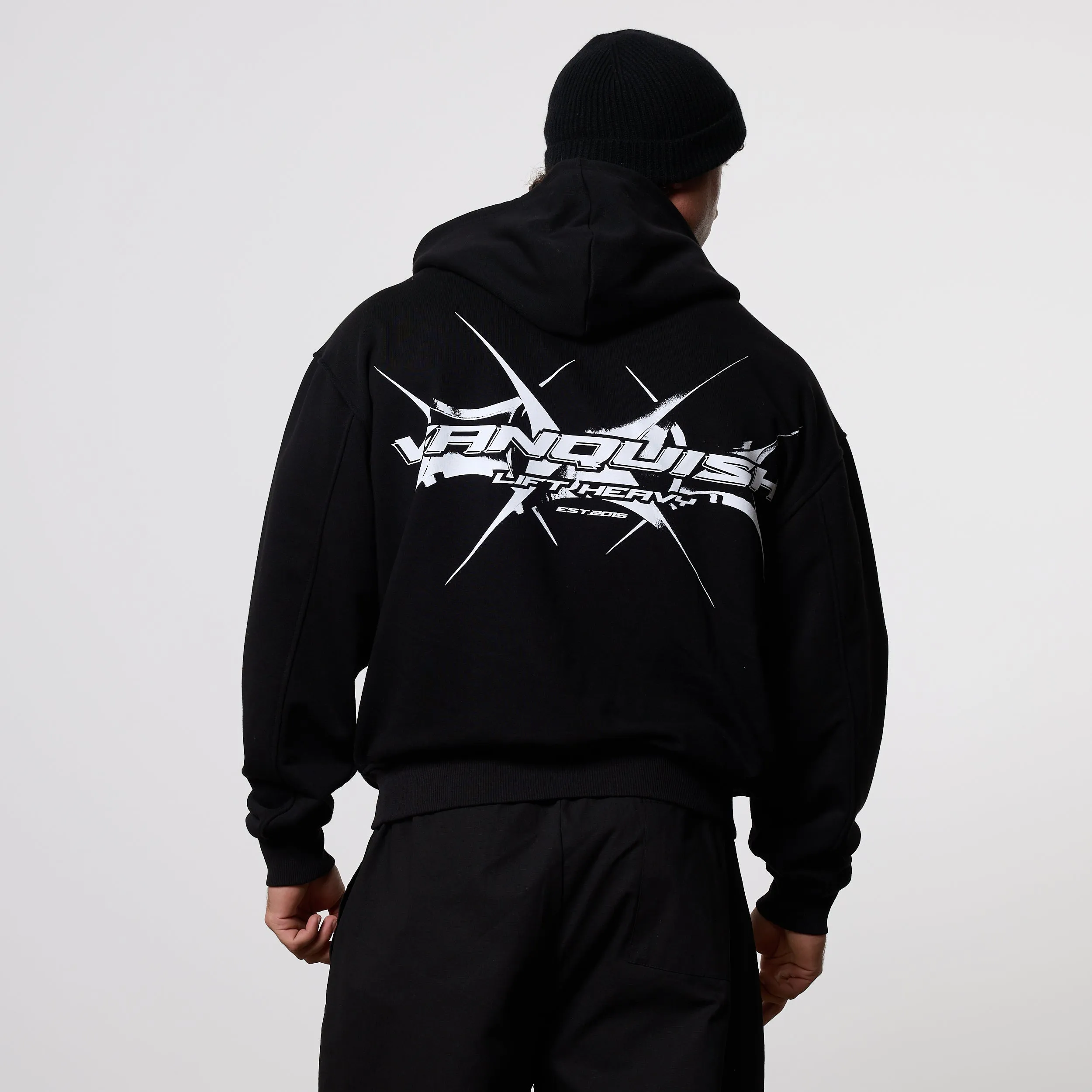 Vanquish x DT Lift Heavy Black Oversized Full Zip Hoodie Mole like Okapi like