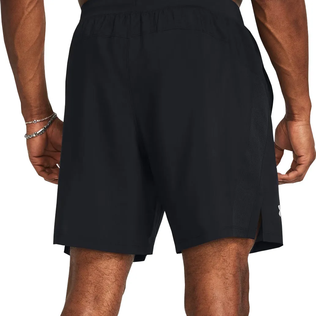 spandex blend Flatlock Seams Under Armour Launch 7 Inch Mens Running Shorts - Black