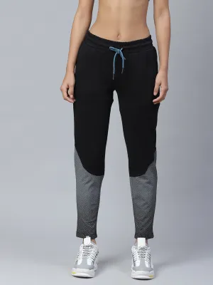 Alcis Women Black Grey Geometric Print Slim Fit Track Pants stain guard