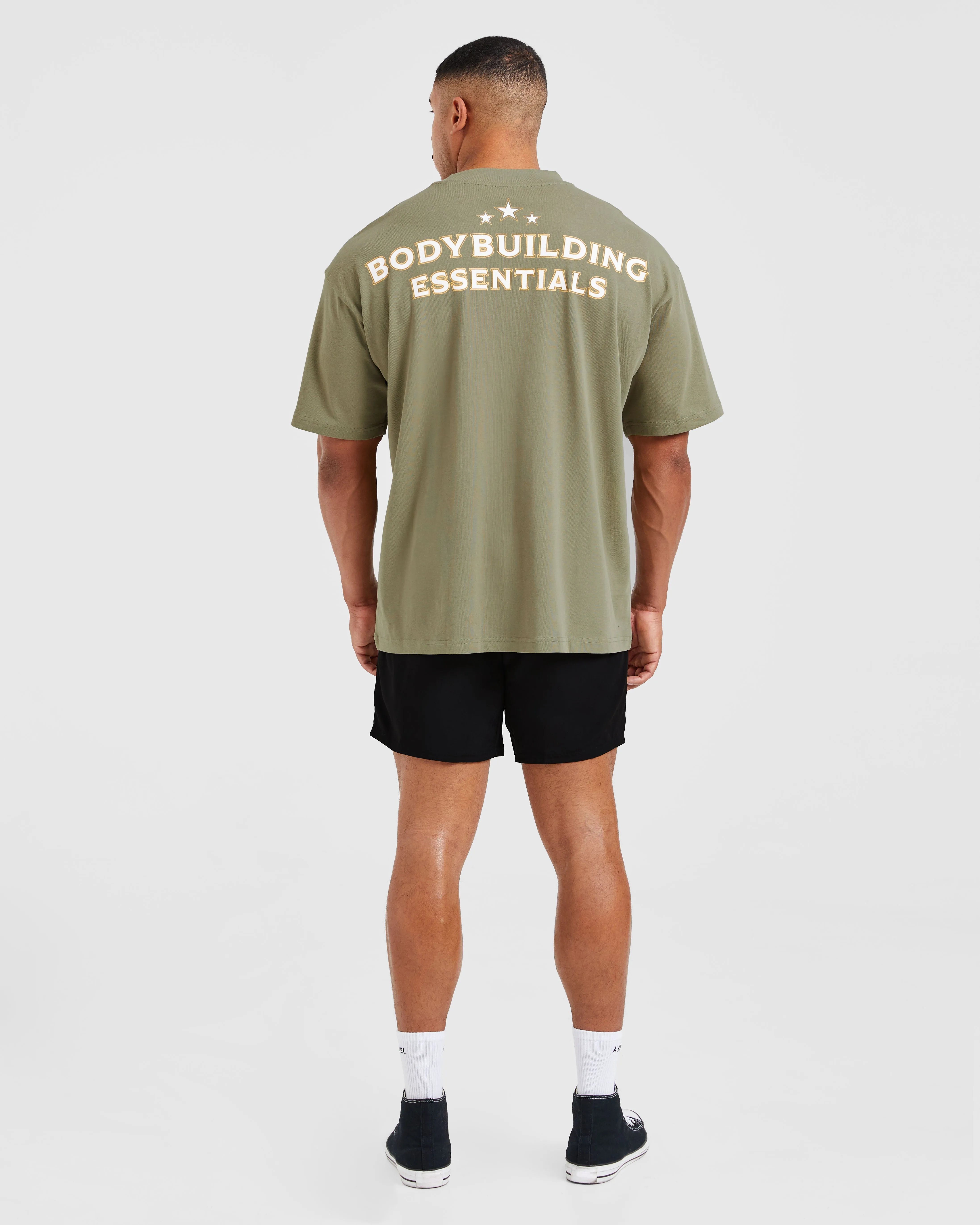 Wesley Vissers X Body Building Essentials Oversized T Shirt - Desert Green Durable Collar Construction