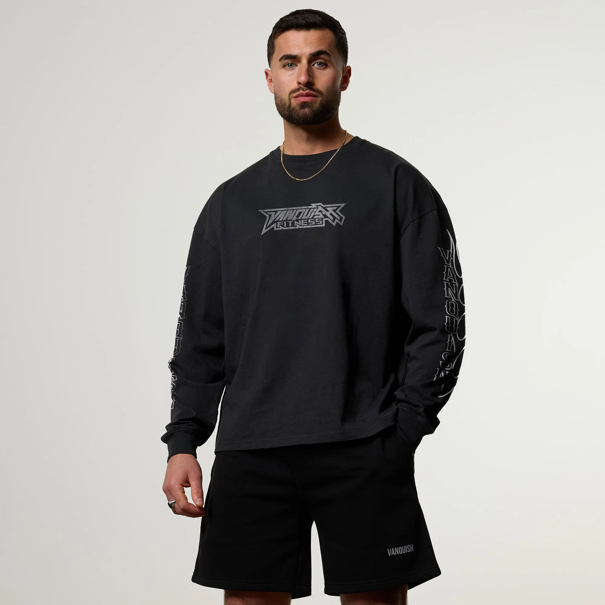 Vanquish Obsidian Moto Oversized Boxy Long Sleeve T-Shirt UltraLightweight