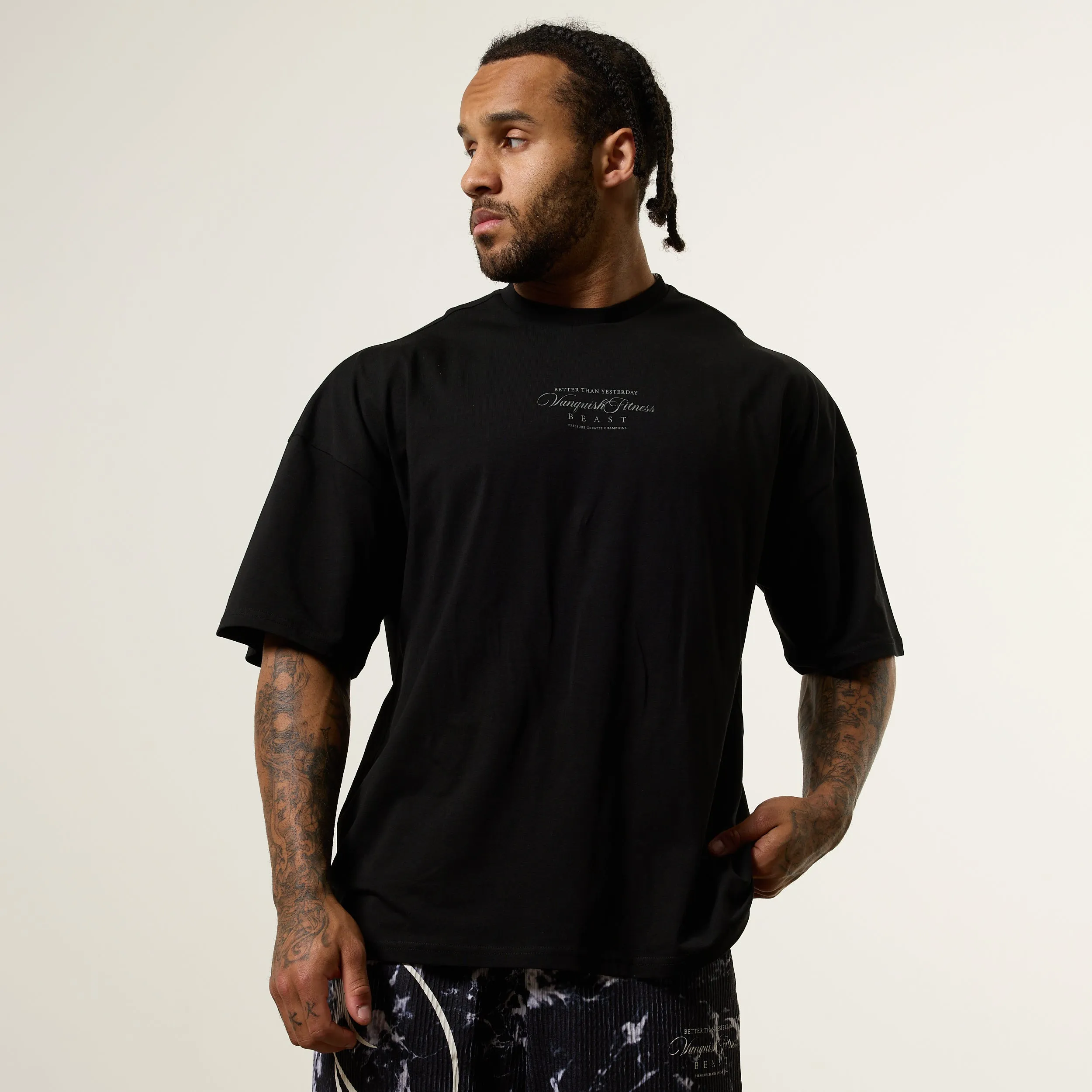 Vanquish x JBeast Black Oversized Boxy T Shirt Flexible Neckline