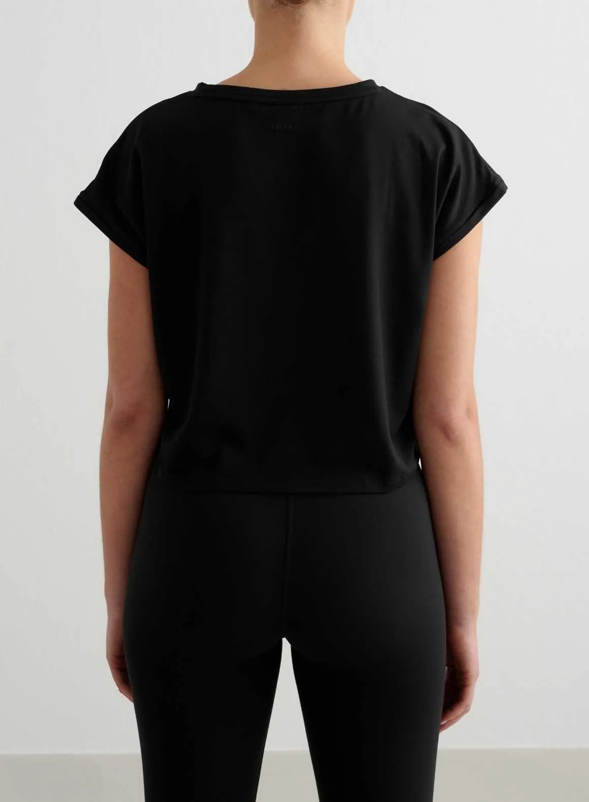 Street Trend Look Active Style Trend Black Soft Basic Roll Sleeve Top