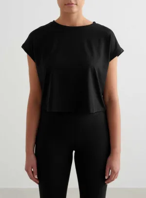 Seasonal Comfort Style Black Soft Basic Roll Sleeve Top