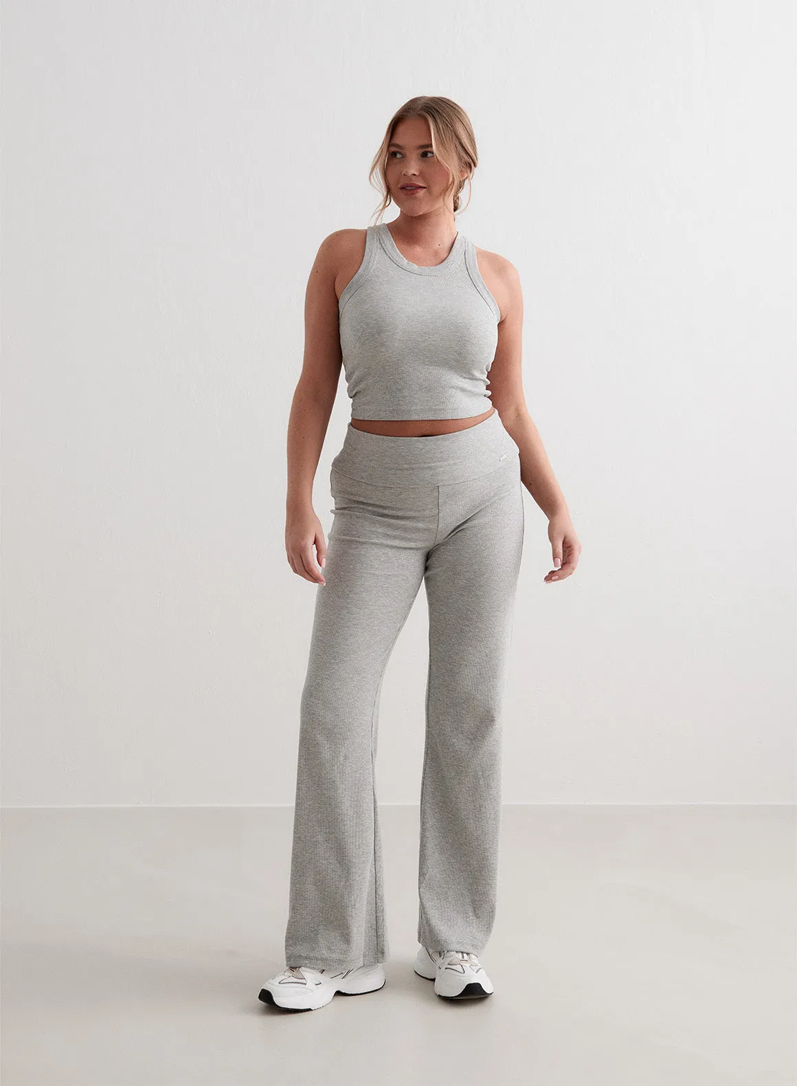 Grey Melange Ease Ribbed Tank Top high traffic areas