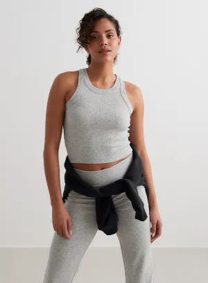 Quick Drying Fabric Grey Melange Ease Ribbed Tank Top