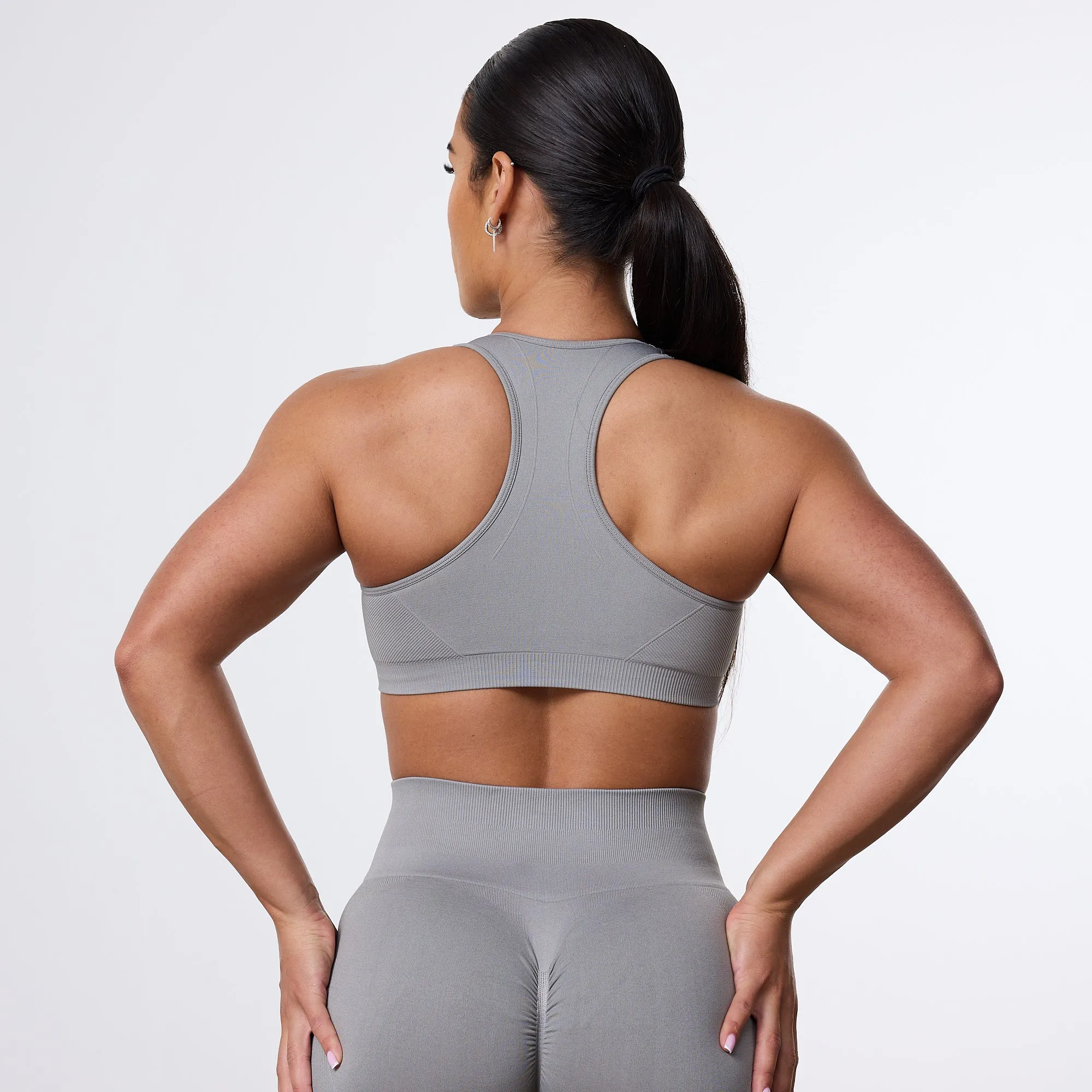 Open-back Vanquish Elevate Seamless Smoke Grey Support Bra